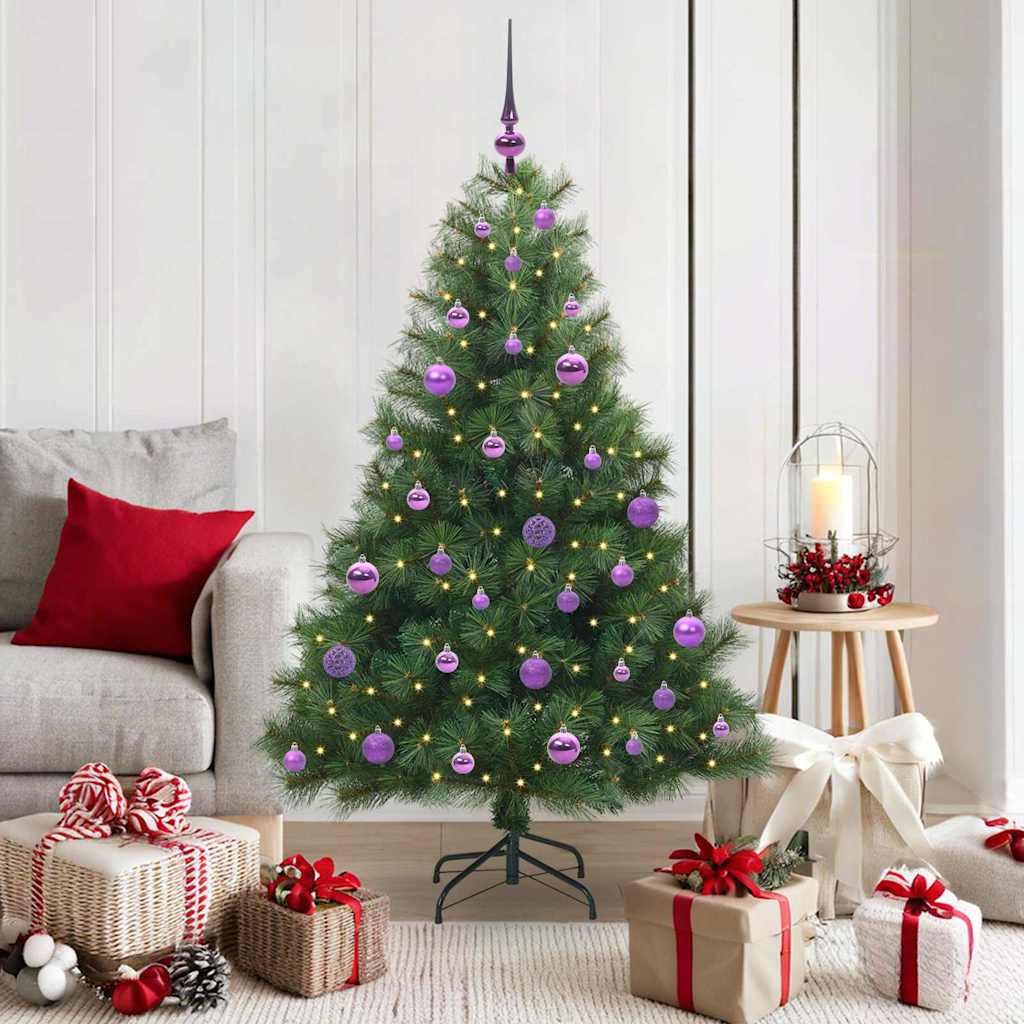 Künstlicher Weihnachtsbaum mit 150 LEDs Grün 150 cm PE und PVC