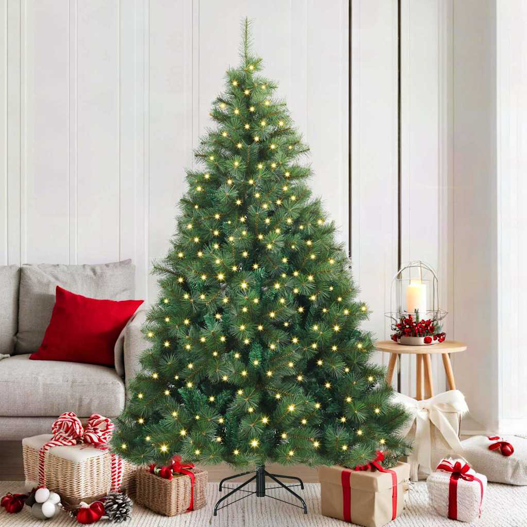 Künstlicher Weihnachtsbaum mit 300 LEDs Grün 180 cm PE und PVC