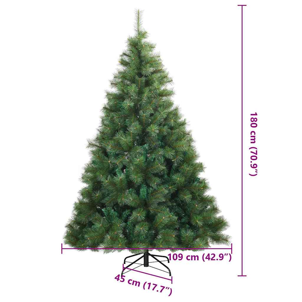 Künstlicher Weihnachtsbaum mit 300 LEDs Grün 180 cm PE und PVC