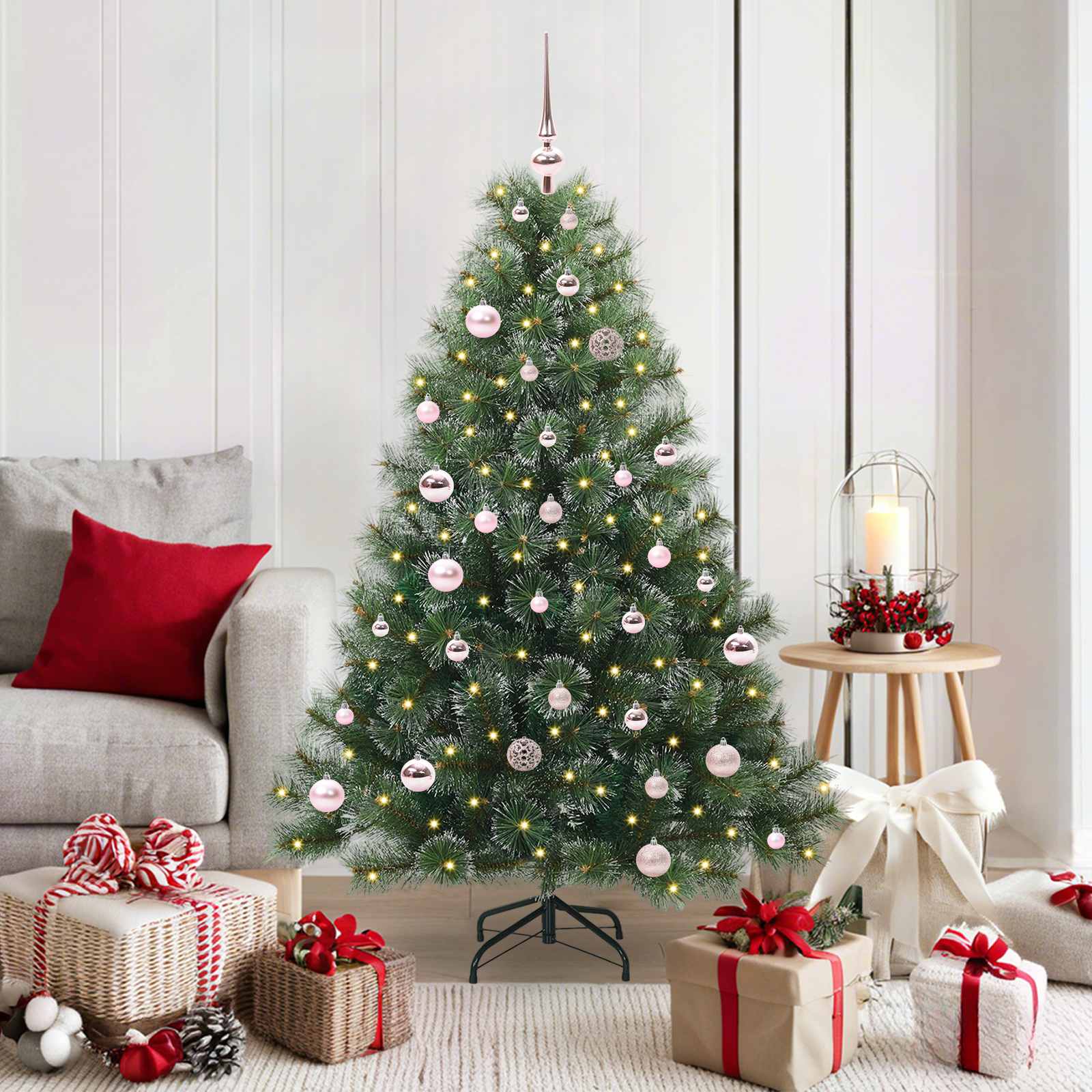 Künstlicher Weihnachtsbaum mit 150 LEDs Grün 150 cm PE und PVC