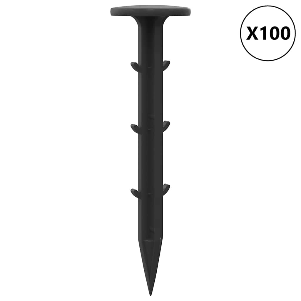 Bodenheringe 100 stk. Schwarz Ø3 x 11 cm Kunststoff
