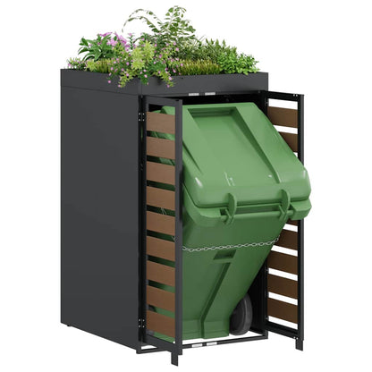 Mülltonnenbox mit Pflanzerdach für 240L Tonne Stahl Anthrazit