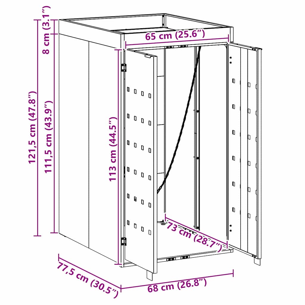Mülltonnenbox mit Pflanzerdach für 240L Tonne Edelstahl