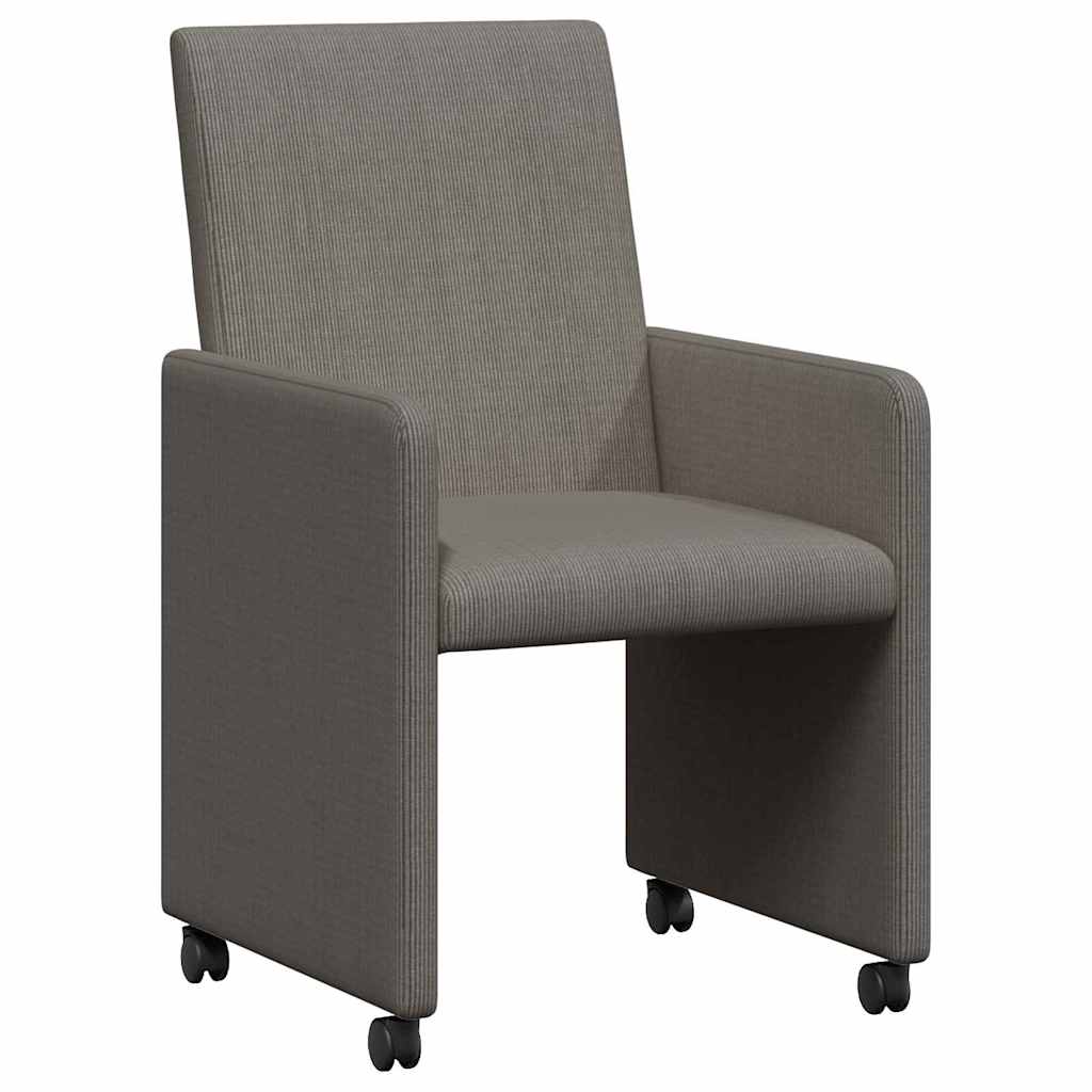 Esszimmerstühle mit Rollen 2 Stk. Cordstoff Hellgrau