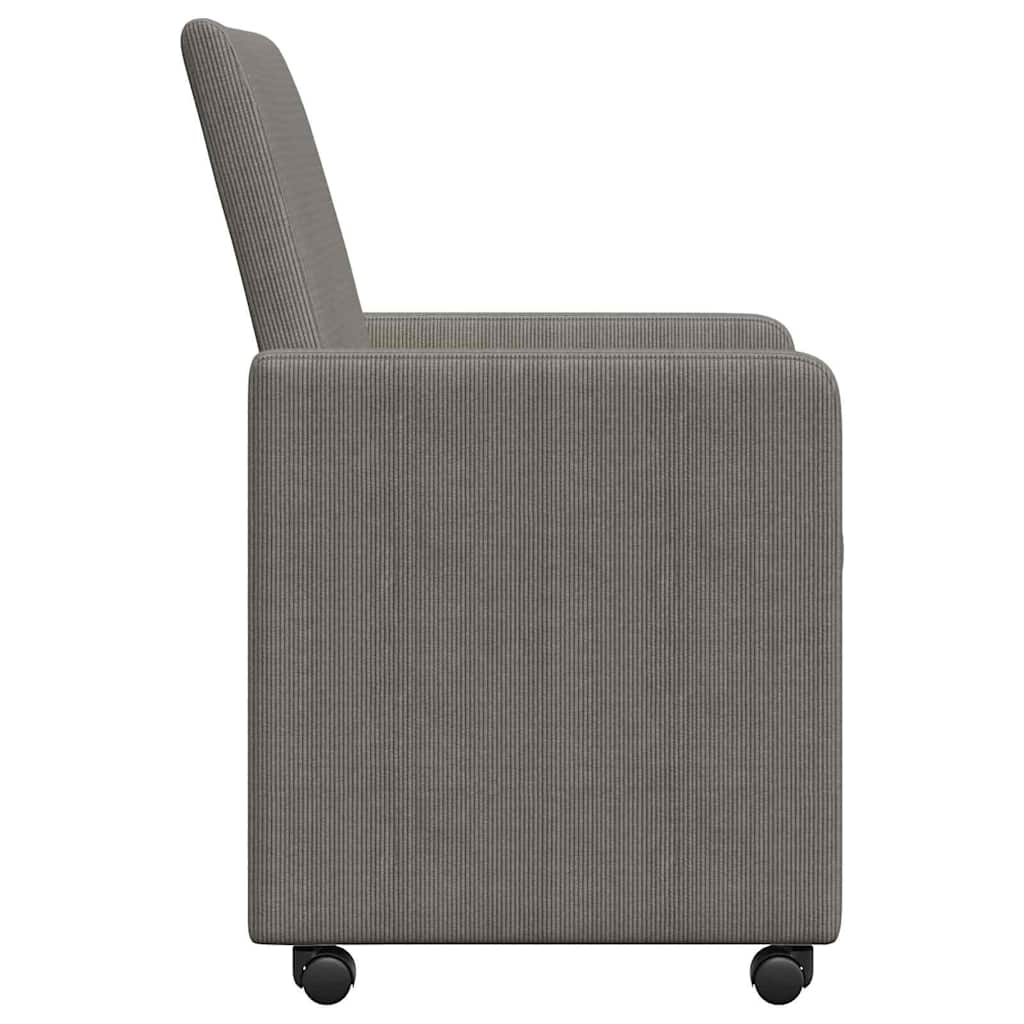 Esszimmerstühle mit Rollen 2 Stk. Cordstoff Hellgrau