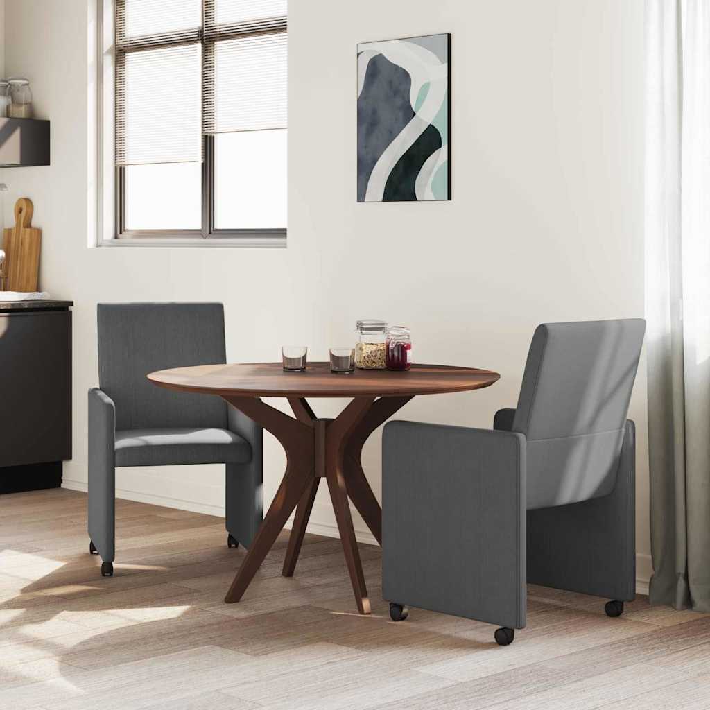 Esszimmerstühle mit Rollen 2 Stk. Cordstoff Dunkelgrau