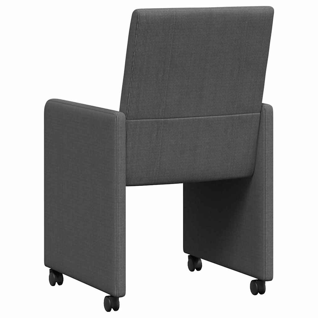 Esszimmerstühle mit Rollen 2 Stk. Cordstoff Dunkelgrau