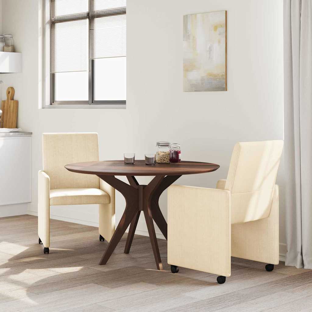 Esszimmerstühle mit Rollen 2 stk. Cordstoff Creme