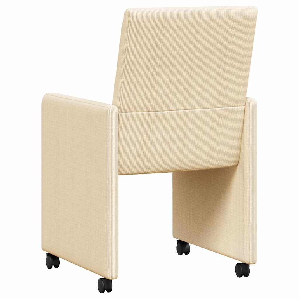 Esszimmerstühle mit Rollen 2 Stk. Cordstoff Creme