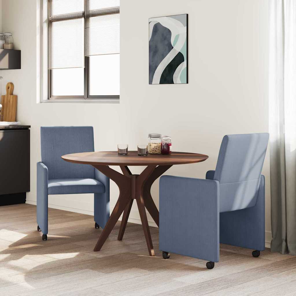 Esszimmerstühle mit Rollen 2 Stk. Cordstoff Blau