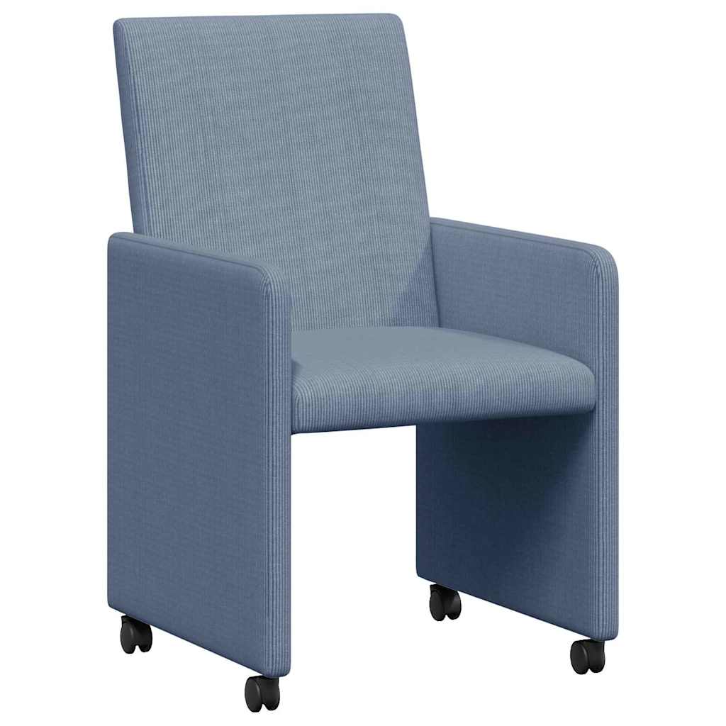 Esszimmerstühle mit Rollen 2 Stk. Cordstoff Blau