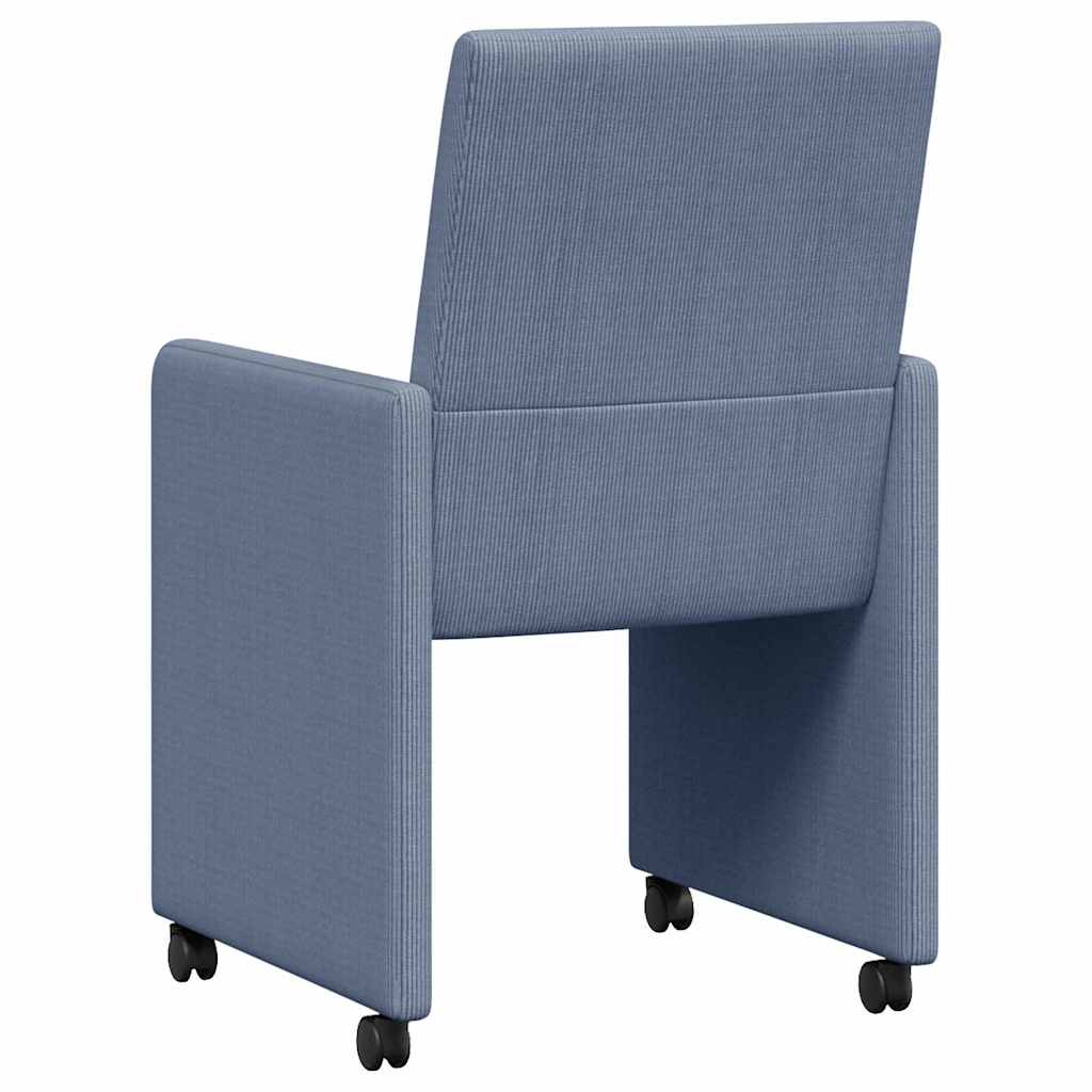 Esszimmerstühle mit Rollen 2 Stk. Cordstoff Blau