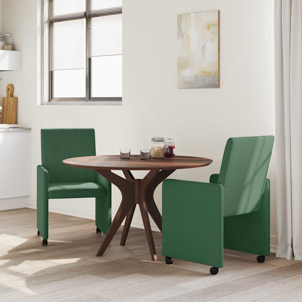 Esszimmerstühle mit Rollen 2 Stk. Cordstoff Grau-Grün