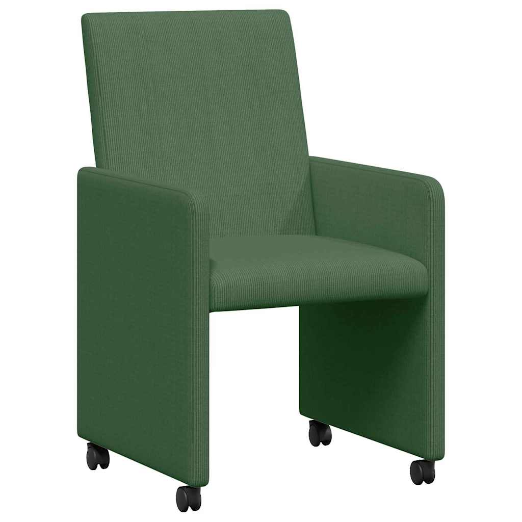 Esszimmerstühle mit Rollen 2 stk. Cordstoff Grau-Grün