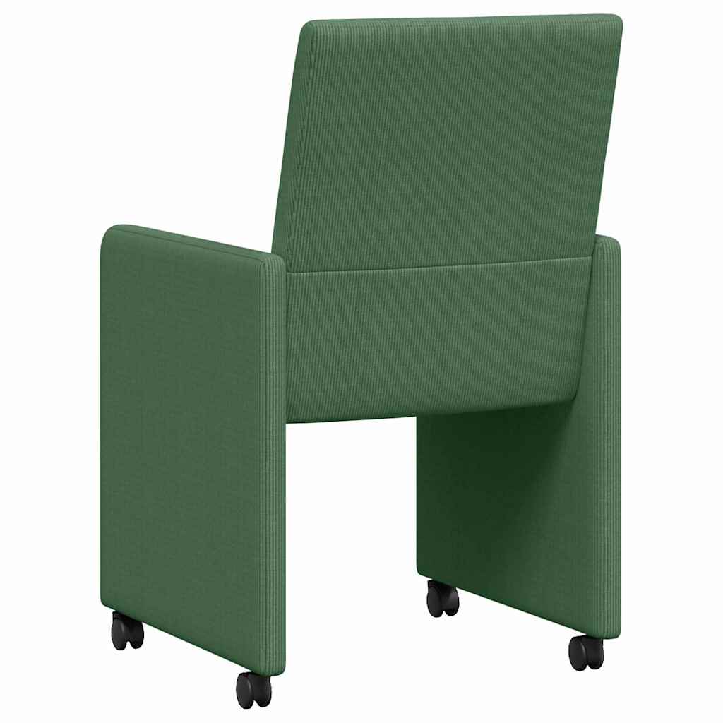Esszimmerstühle mit Rollen 2 Stk. Cordstoff Grau-Grün