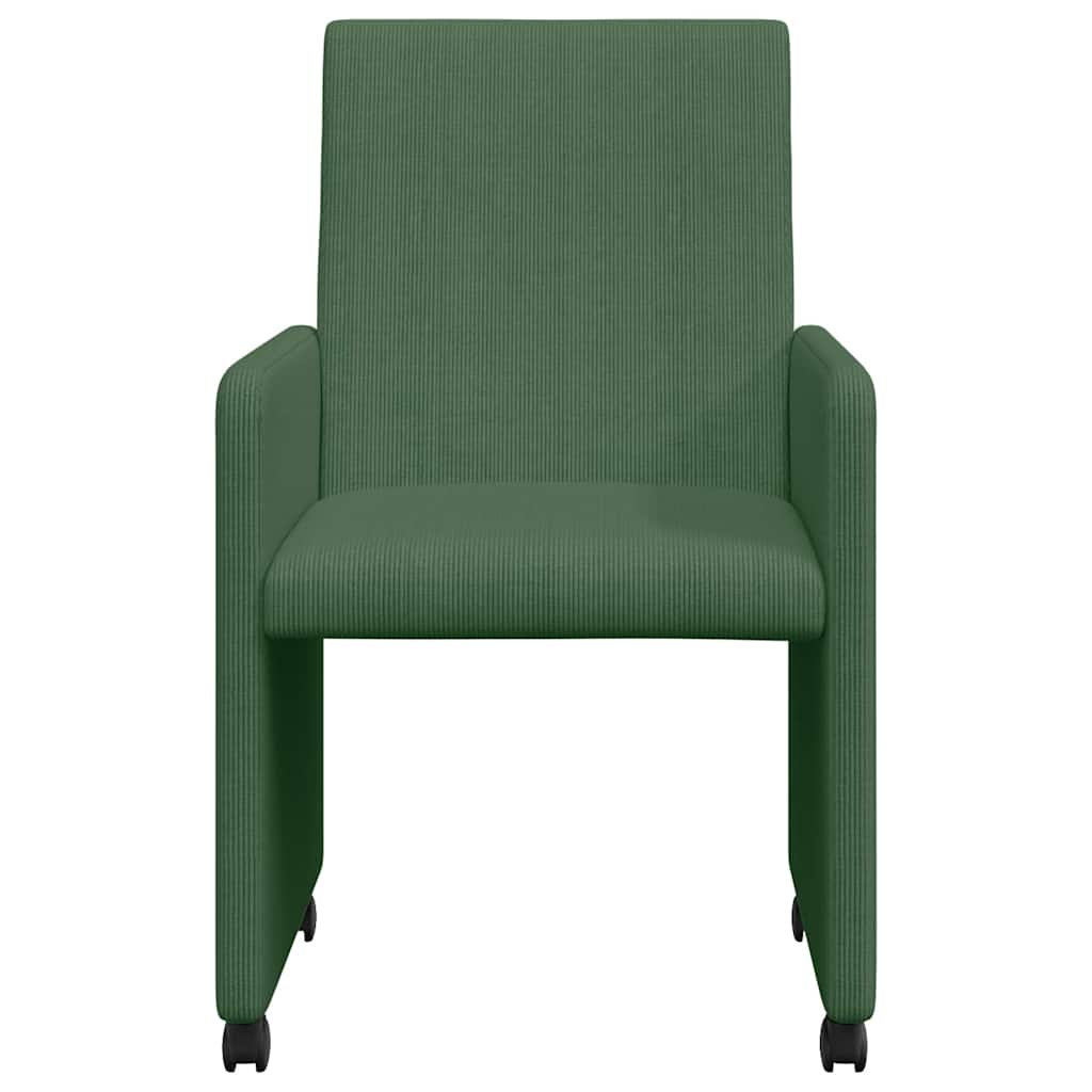 Esszimmerstühle mit Rollen 2 Stk. Cordstoff Grau-Grün