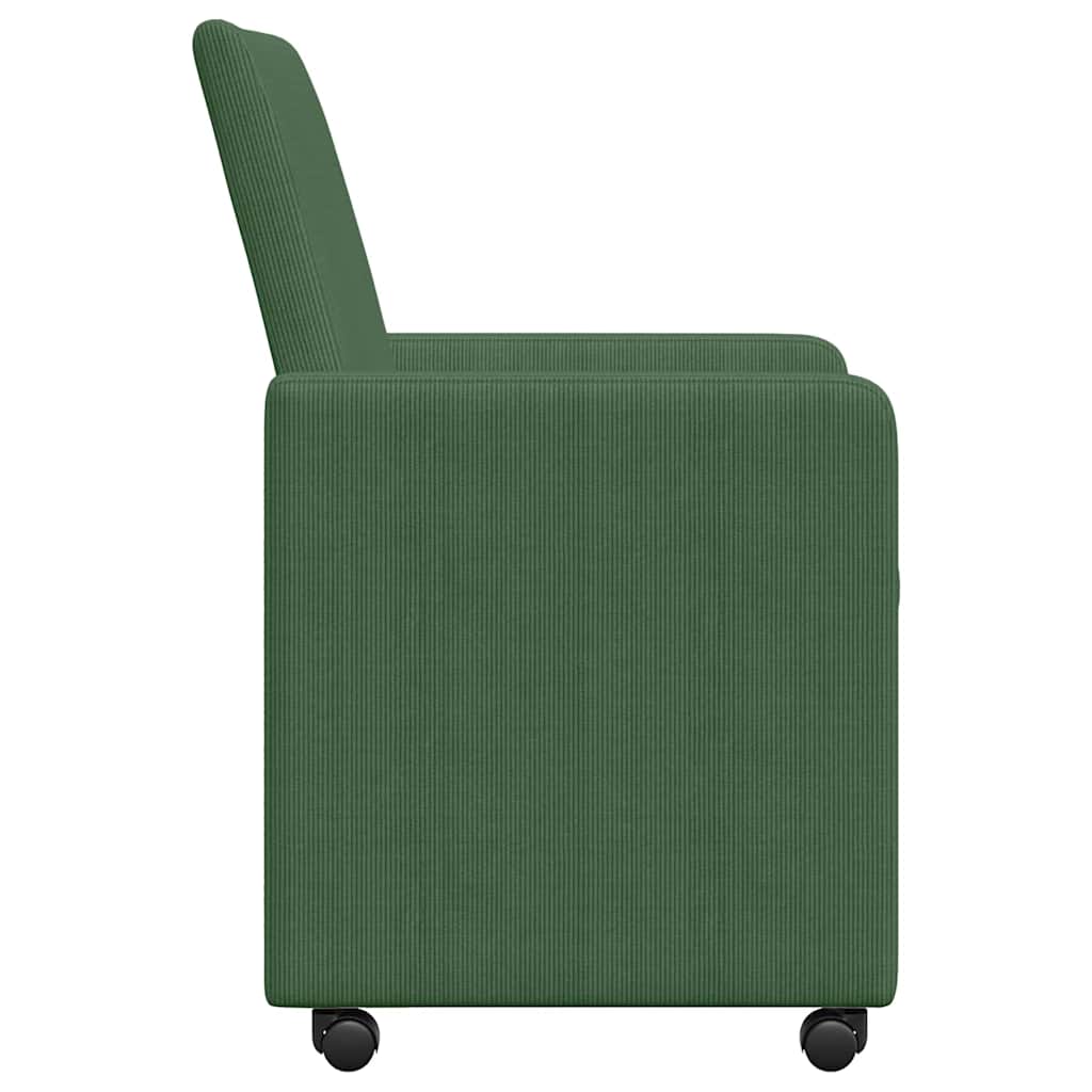 Esszimmerstühle mit Rollen 2 Stk. Cordstoff Grau-Grün