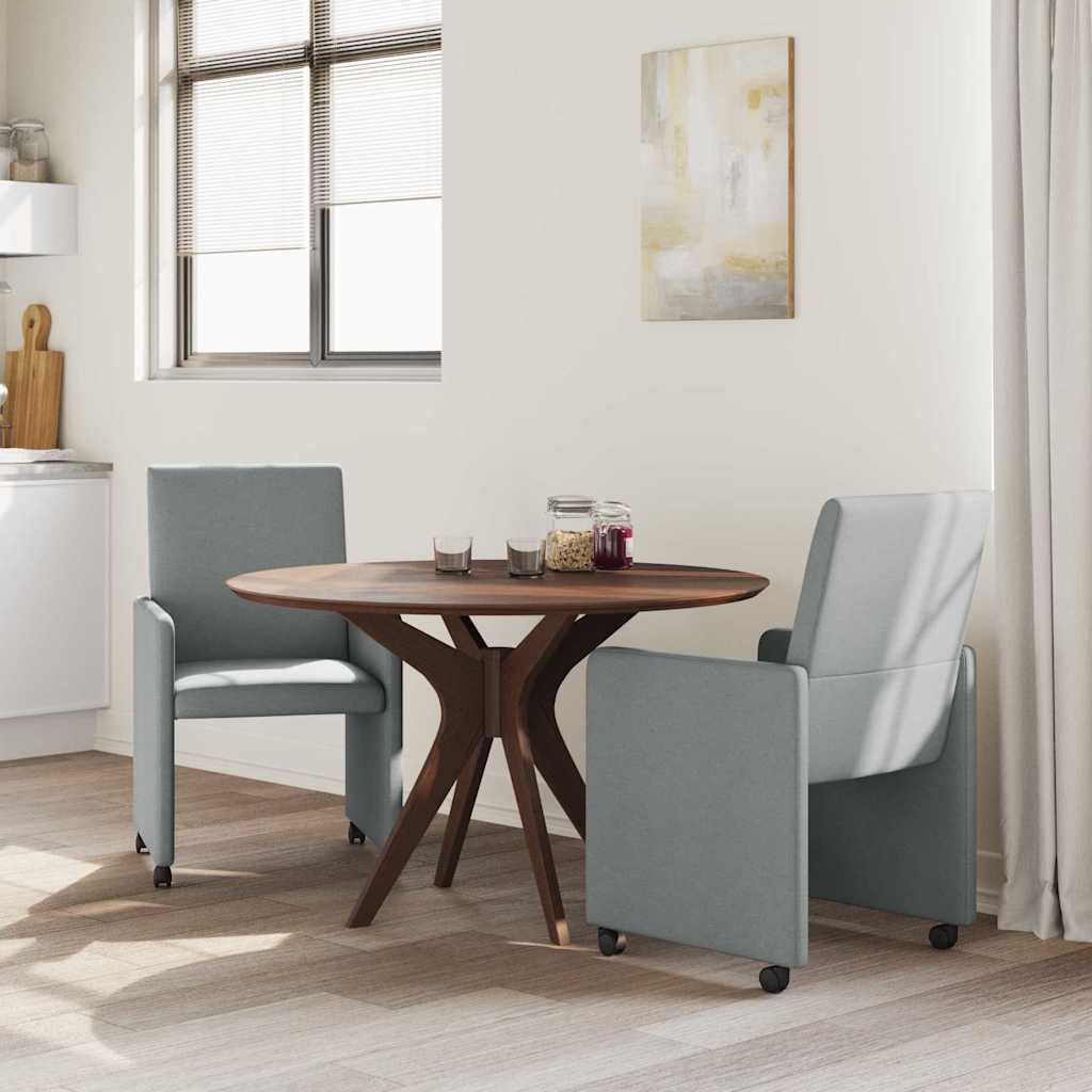 Esszimmerstühle mit Rollen 2 stk. Stoff Hellgrau