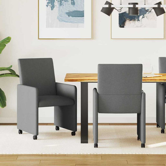 Esszimmerstühle mit Rad 2 pcs Dunkelgrau 57 x 66 x 94 cm Stoff