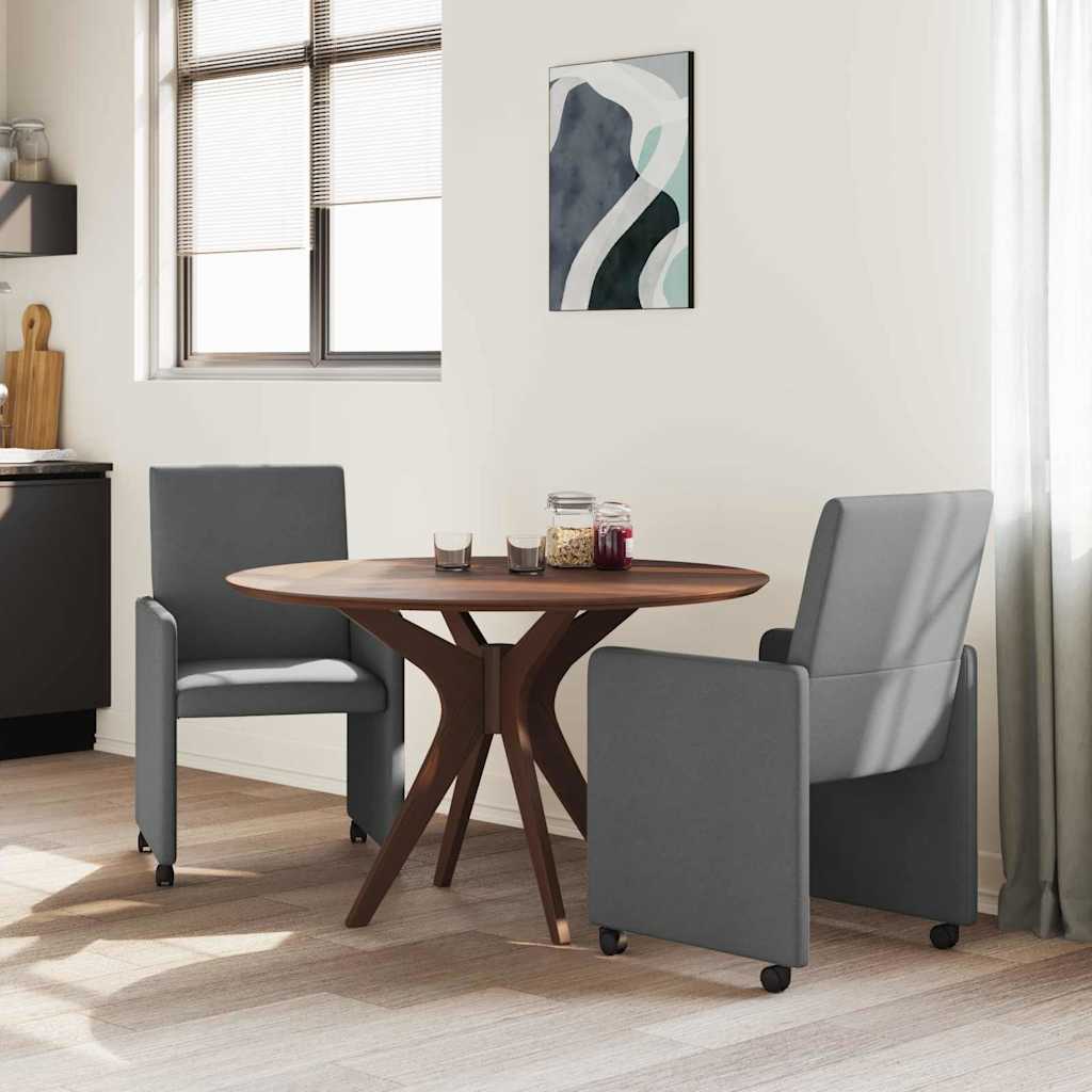 Esszimmerstühle mit Rollen 2 stk. Stoff Dunkelgrau