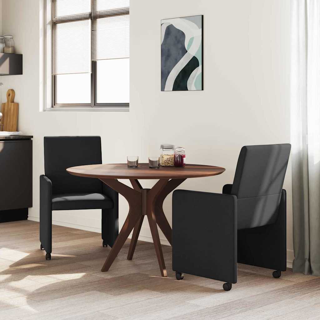 Esszimmerstühle mit Rollen 2 stk. Stoff Schwarz 57 x 66 x 94 cm