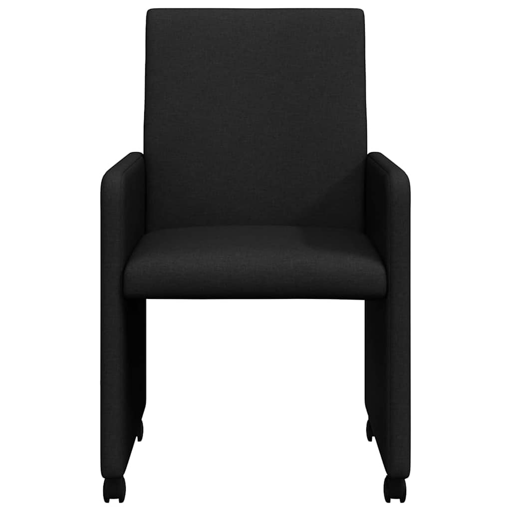 Esszimmerstühle mit Rollen 2 stk. Stoff Schwarz 57 x 66 x 94 cm