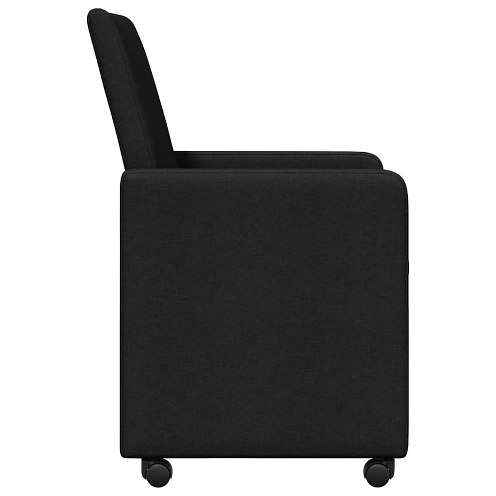 Esszimmerstühle mit Rollen 2 stk. Stoff Schwarz 57 x 66 x 94 cm