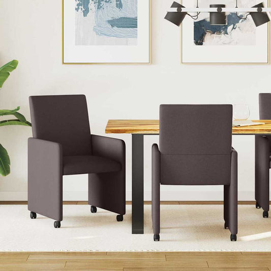Esszimmerstühle mit Rad 2 pcs Dunkelbraun 57 x 66 x 94 cm Stoff