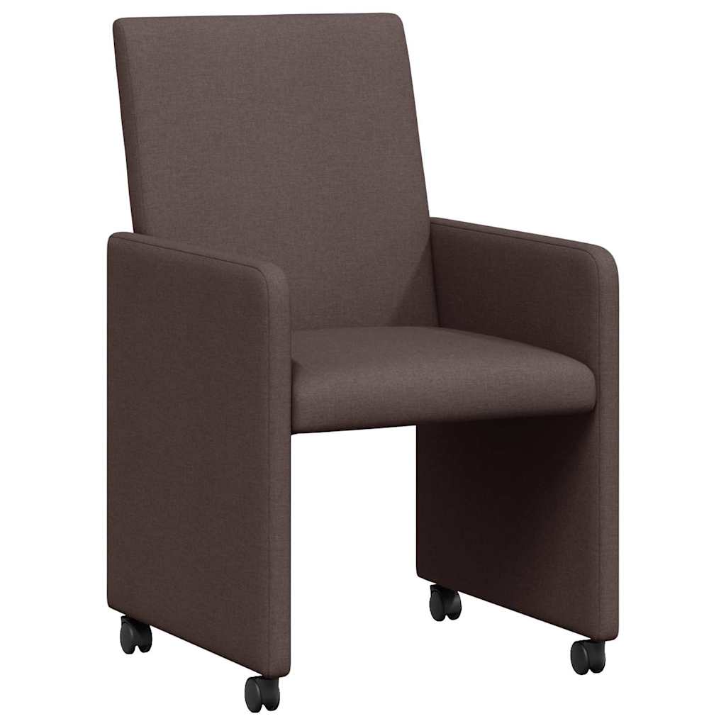 Esszimmerstühle mit Rad 2 pcs Dunkelbraun 57 x 66 x 94 cm Stoff