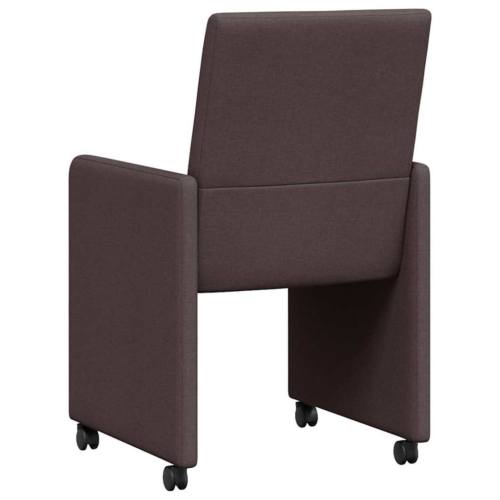 Esszimmerstühle mit Rad 2 pcs Dunkelbraun 57 x 66 x 94 cm Stoff
