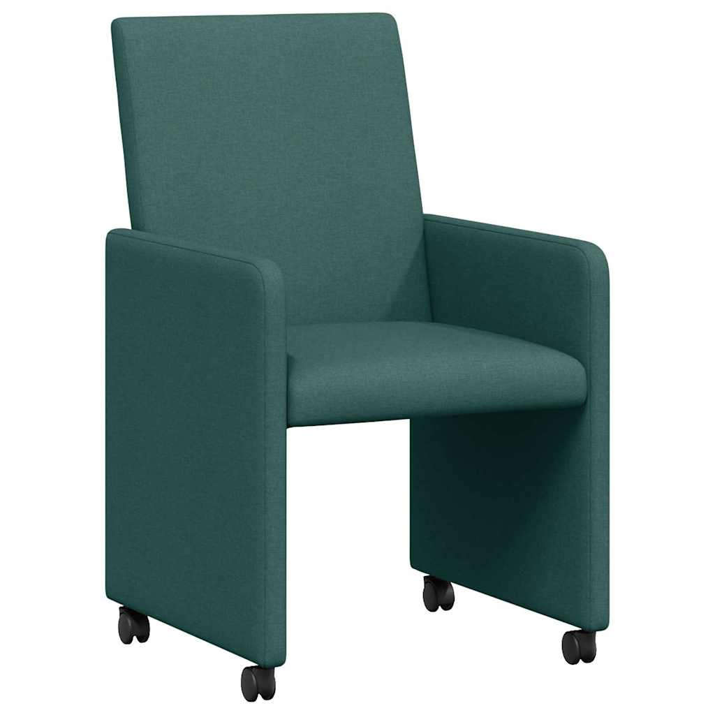 Esszimmerstühle mit Rad 2 pcs Dunkelgrün 57 x 66 x 94 cm Stoff
