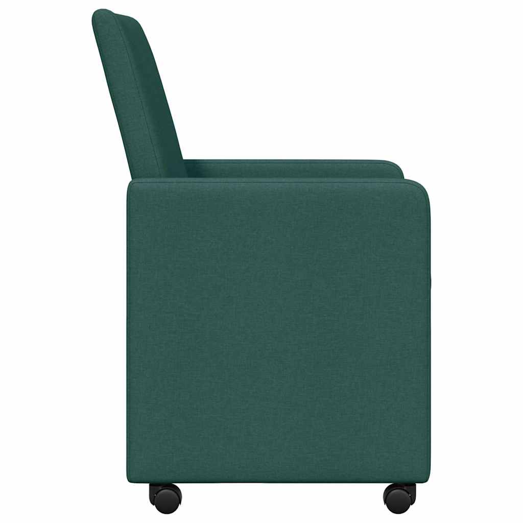 Esszimmerstühle mit Rad 2 pcs Dunkelgrün 57 x 66 x 94 cm Stoff