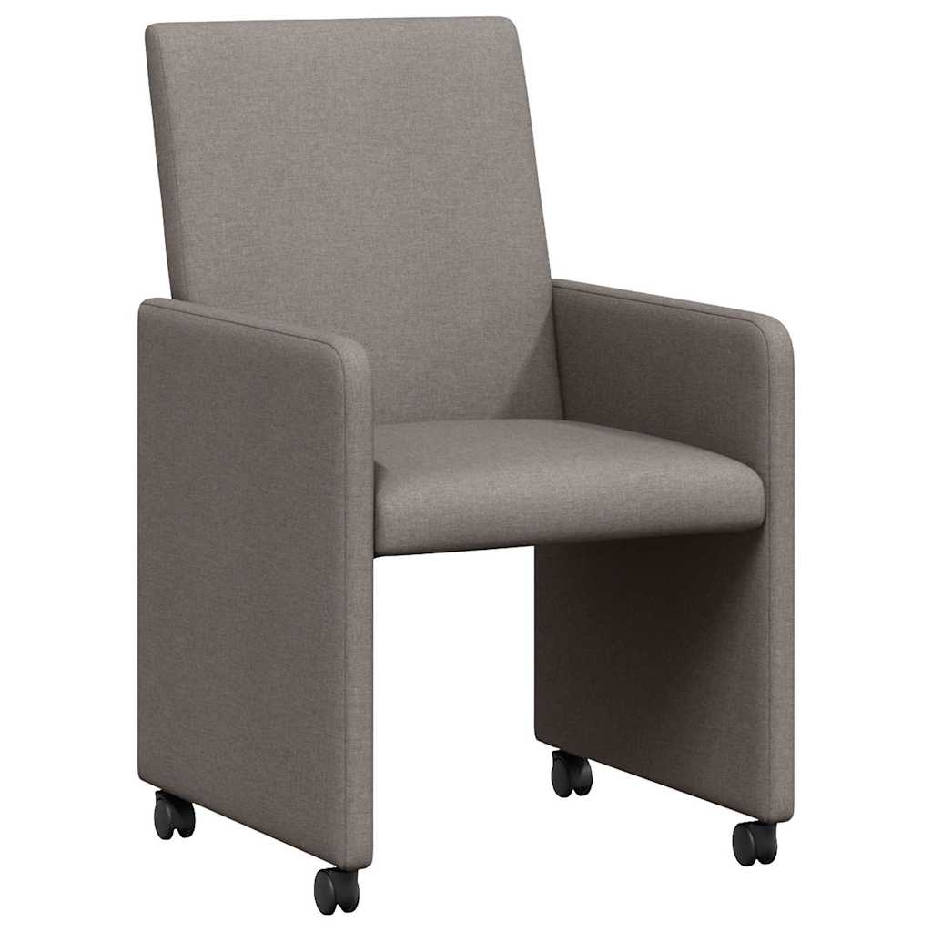 Esszimmerstühle mit Rollen 2 Stk. Stoff Taupe 57 x 66 x 94 cm