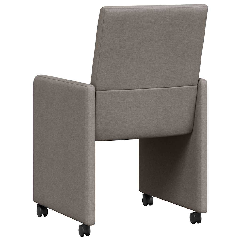 Esszimmerstühle mit Rollen 2 Stk. Stoff Taupe 57 x 66 x 94 cm