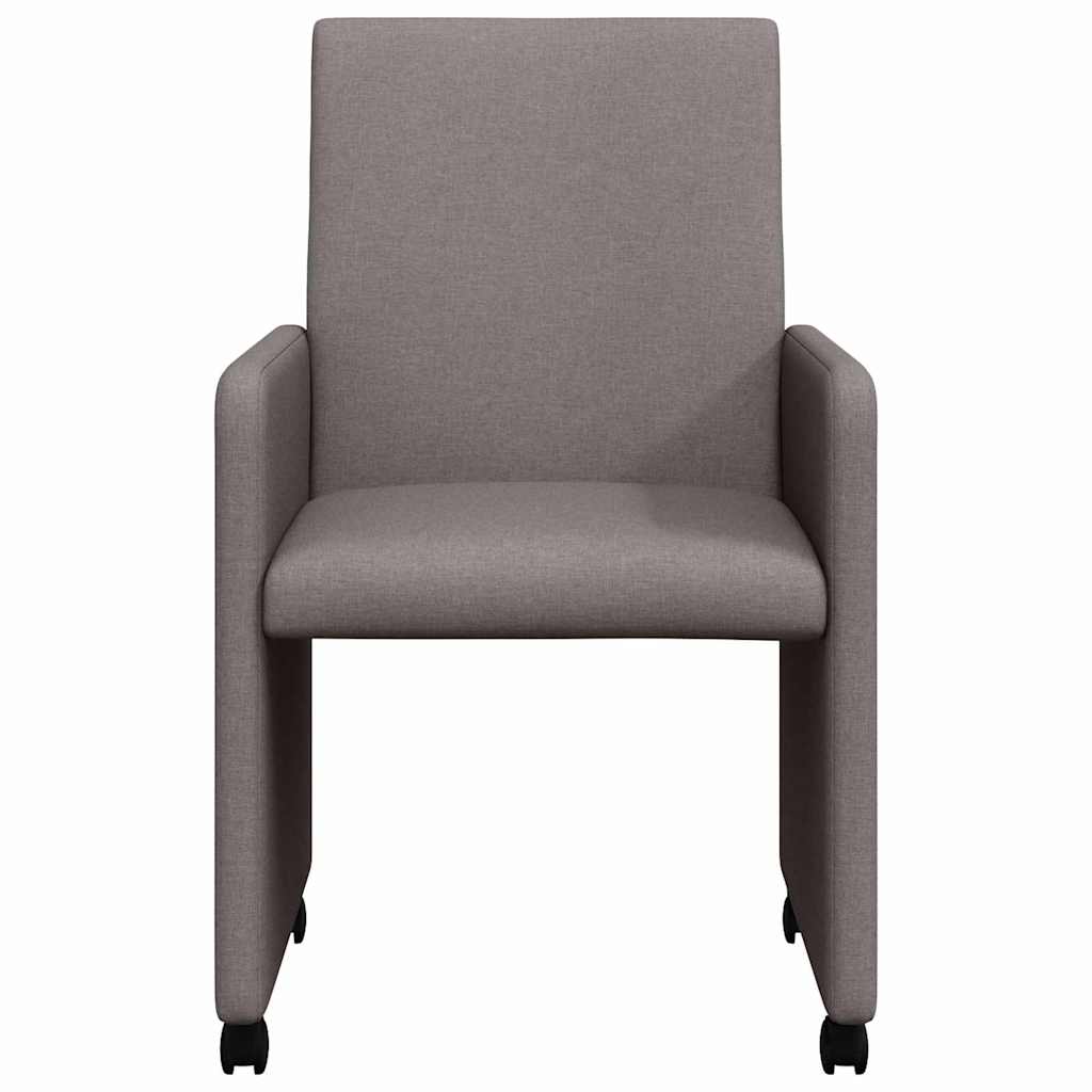Esszimmerstühle mit Rollen 2 Stk. Stoff Taupe 57 x 66 x 94 cm
