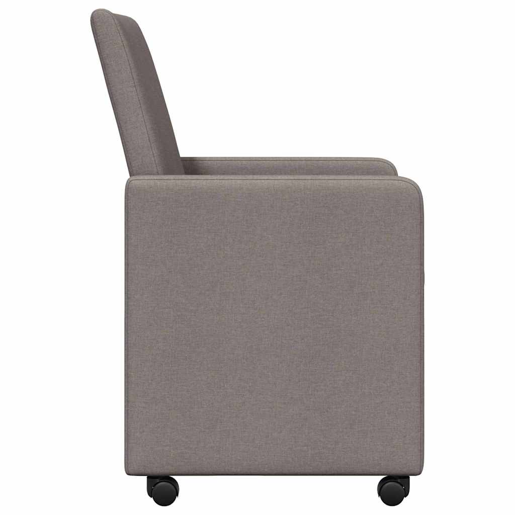 Esszimmerstühle mit Rollen 2 stk. Stoff Taupe 57 x 66 x 94 cm