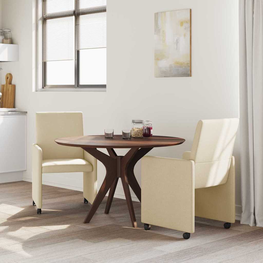 Esszimmerstühle mit Rollen 2 stk. Stoff Creme 57 x 66 x 94 cm