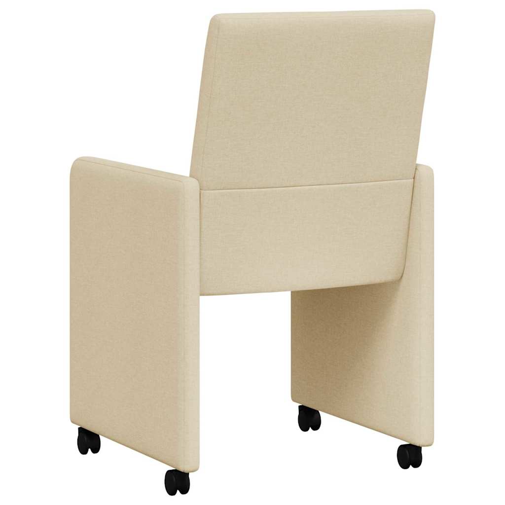 Esszimmerstühle mit Rollen 2 Stk. Stoff Creme 57 x 66 x 94 cm