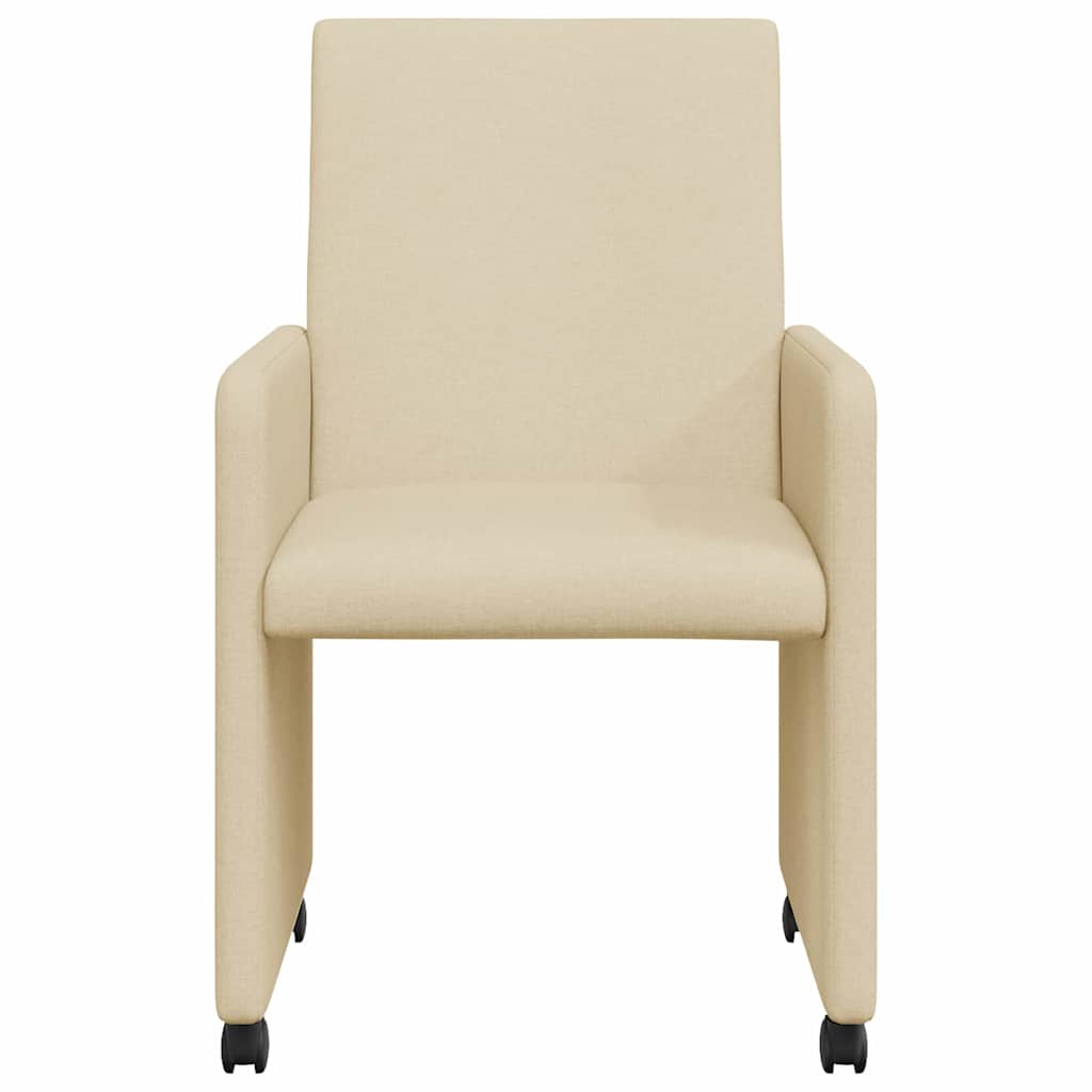 Esszimmerstühle mit Rollen 2 Stk. Stoff Creme 57 x 66 x 94 cm