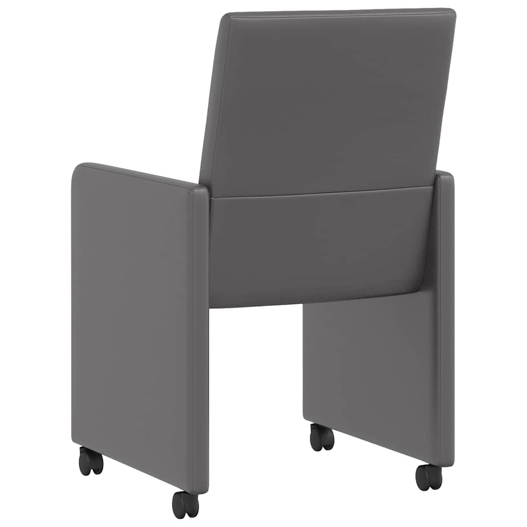 Esszimmerstühle mit Rollen 2 Stk. Kunstleder Grau