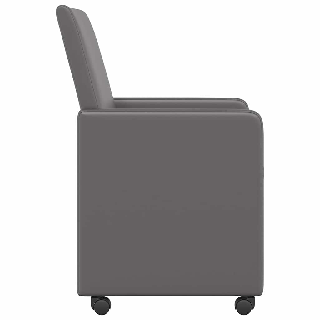 Esszimmerstühle mit Rollen 2 Stk. Kunstleder Grau