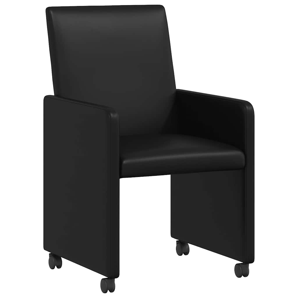 Esszimmerstühle mit Rollen 2 stk. Kunstleder Schwarz