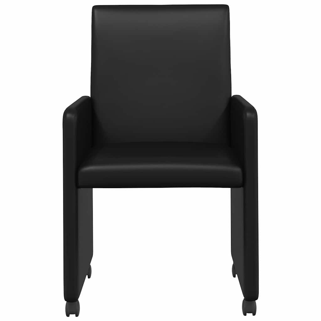 Esszimmerstühle mit Rollen 2 stk. Kunstleder Schwarz