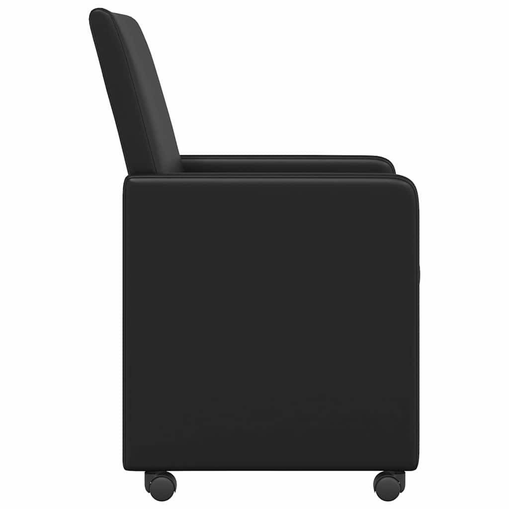 Esszimmerstühle mit Rollen 2 stk. Kunstleder Schwarz