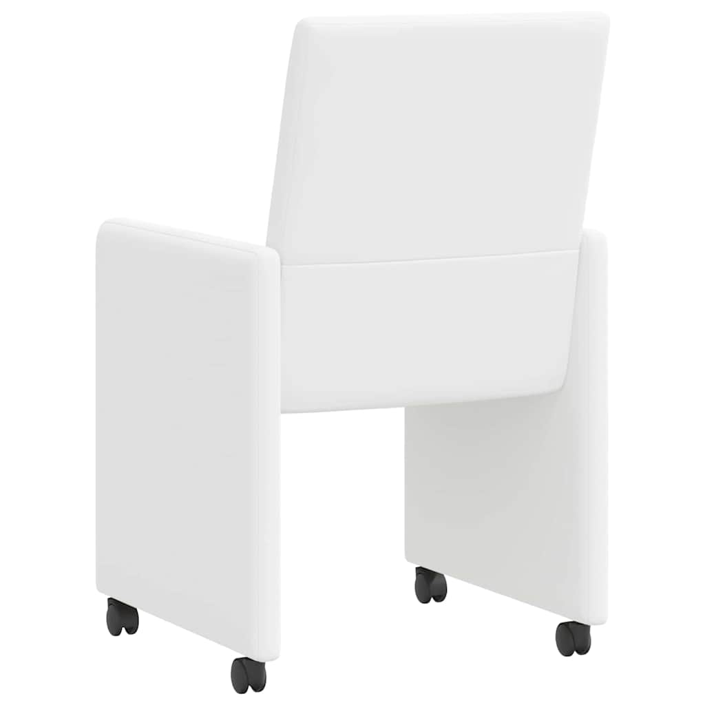 Esszimmerstühle mit Rollen 2 stk. Kunstleder Weiß