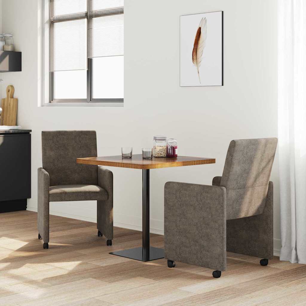 Esszimmerstühle mit Rollen 2 Stk. Kunstwildleder Dunkelgrau
