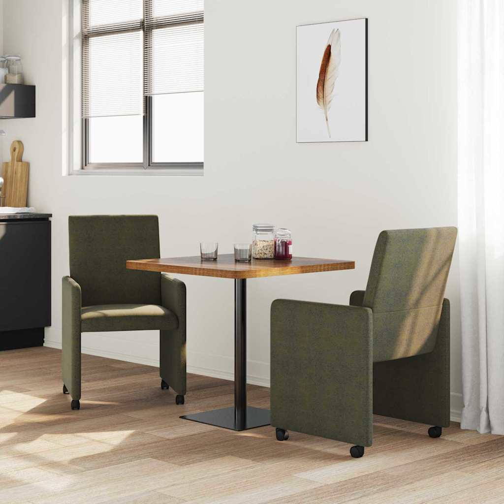 Esszimmerstühle mit Rollen 2 stk. Kunstwildleder Armeegrün