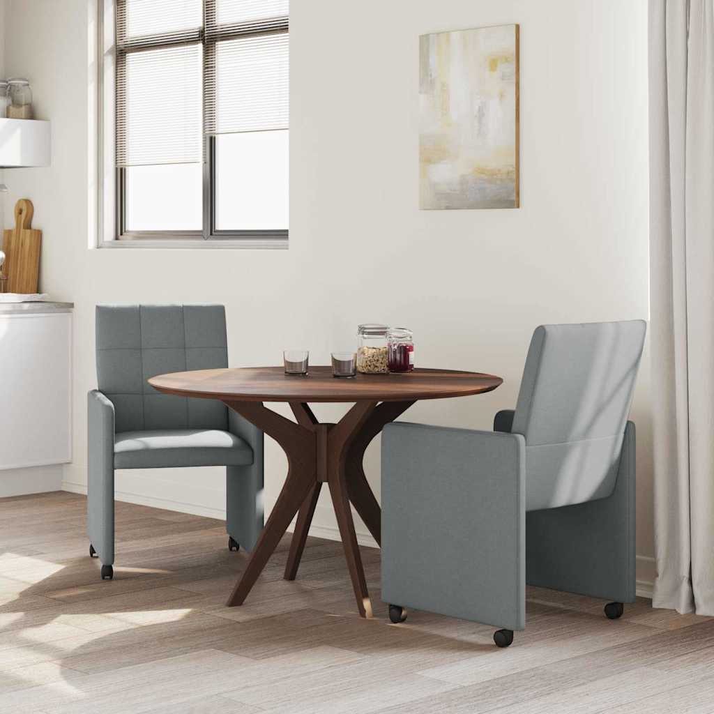Esszimmerstühle mit Rollen 2 stk. Stoff Hellgrau