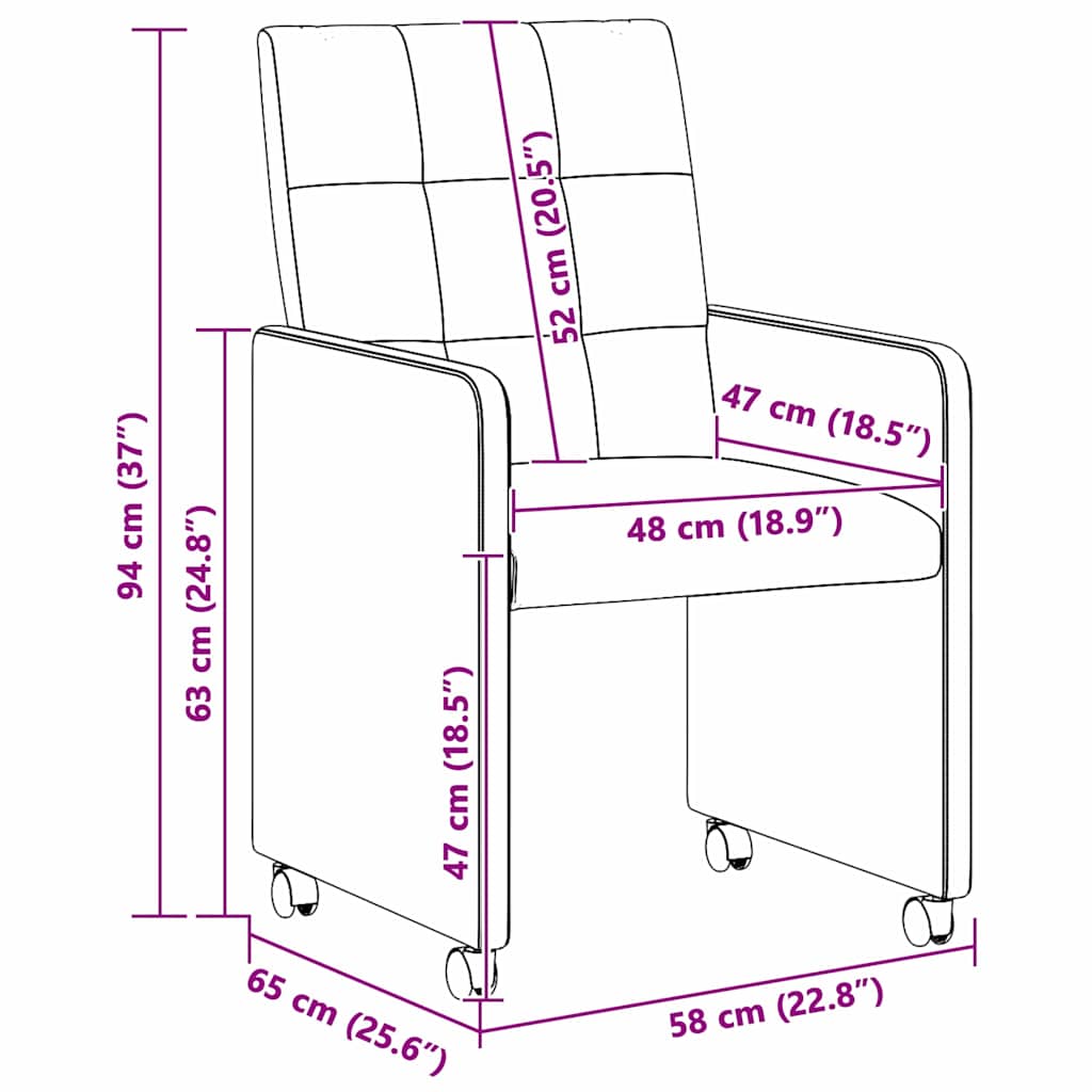 Esszimmerstühle mit Rollen 2 Stk. Stoff Hellgrau