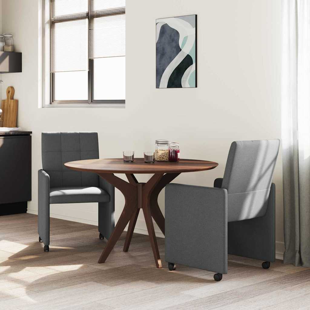 Esszimmerstühle mit Rollen 2 stk. Stoff Dunkelgrau
